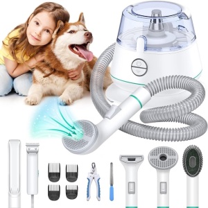 7-in-1 Pet Grooming Vacuum & Vacuum Suction 99% Pet Hair, Low Noise Pet Vacuum Cleaners for Pet Hair, Professional Doggy Vacuum with 5 Proven Grooming