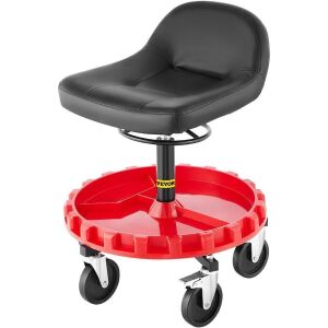 VEVOR 300 LBS Rolling Garage Stool, 22” to 26” Adjustable Height, All-Terrain 5" Casters with Two Brakes 