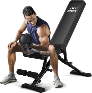 FLYBIRD Weight Bench, Adjustable Strength Training Bench for Full Body Workout with Fast Folding-New Version