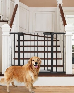 Mom's Choice Awards Winner-Cumbor 29.7-46" Baby Gate for Stairs, Auto Close Dog Gate for the House, Easy Install Pressure Mounted Pet Gates