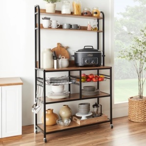 Counter-Height Baker's Rack w/ Locking Wheels, Adjustable Feet - 67in