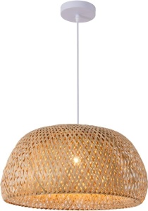 Teru Ji Kaikang Hand Woven Bamboo Pendant Light,17.72 in Rattan Single Light Weaving Natural Wooden Ceiling Hanging Light,Bamboo Chandelier for Kitchen