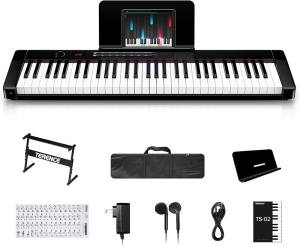 TERENCE Keyboard Piano with 61 Semi-weighted Keys LCD Display & 1800mAh Battery Support MIDI USB Interface & Piano Application with Bluetooth Sheet