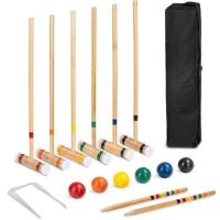 6-Player Wood Croquet Set w/ 6 Mallets, 6 Balls, Wickets, Stakes, Bag - 32in&nbsp;