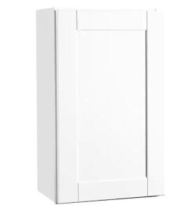 Hampton Bay Shaker 18 in. W x 12 in. D x 30 in. H Assembled Wall Kitchen Cabinet in Satin White