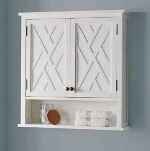 Alaterre Furniture Coventry 27 in. W Wall Cabinet with Two Doors and Open Shelf in White