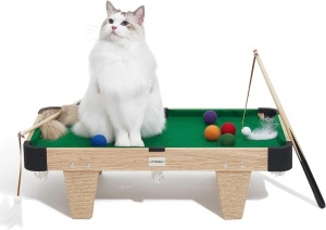 VETRESKA Interactive Cat Toys - 4 in1 Mini Pool Table Cat Toys Self Play Cat Wand Feather Toy Cat Tree Tower with Cat Scratching Post, Cat Billiard Balls...