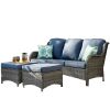 Ovios Outdoor Couch 3-Piece with Ottoman Kenard Curved Handrest