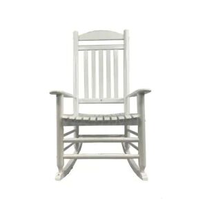 Hampton Bay Patio White Wood Outdoor Rocking Chair