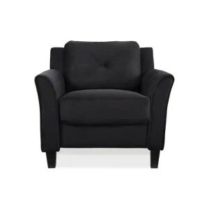 Lifestyle Solutions Harvard Black Microfiber with Curved Arm Chair