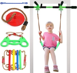 Door Swing for Kids,Indoor Pull up bar for Adults,Doorway Swing Kids with 4pcs,Indoor Doorway Gym Set for Kids and Adults-Sensory Swing