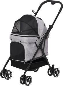 Pet Stroller buddyduggy Maltty2 Small Dog Stroller, Medium Dog Stroller- Compact Dog Stroller Premium Travel pet Stroller Grey