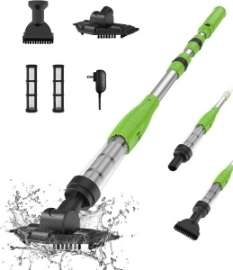 POOLERGETIC 3-in-1 Cordless Pool Spa Hot Tub Vacuum Cleaner, Handheld Rechargeable Pool Cleaner with Long Runtime, Suitable for In-Ground Pools, Above-Ground Pools, Hot Tubs, Spas, Green