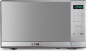 COMMERCIAL CHEF 0.7 Cu Ft Microwave with 10 Power Levels, 700W Microwave with Digital Display, Countertop Microwave with Child Safety Door Lock, Programmable with Push Button, Stainless Steel