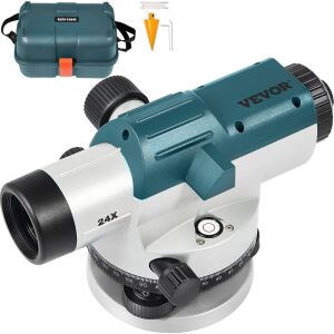 VEVOR Automatic Optical Level 24X High Precision Height/Distance/Angle with Magnetic Dampened Compensator and Transport Lock, IP54 Waterproof