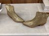 ISNOM Gold Rhinestone Ankle Boots, Size 11 