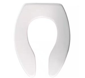 Church Self-Sustaining Elongated Open Front Commercial Plastic Toilet Seat in White