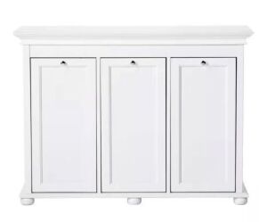 Hampton Harbor 37 in. Triple Tilt-Out Hamper in White 