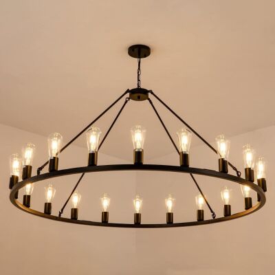 Lanhall 48” 20-Light Extra Large Wagon Wheel Chandelier