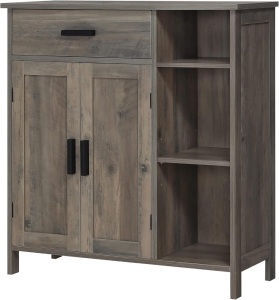 WEENFON Floor Storage Accent Cabinet with Doors and Shelves, Drawer for Living Room, Bedroom, Kitchen, Rustic Oak