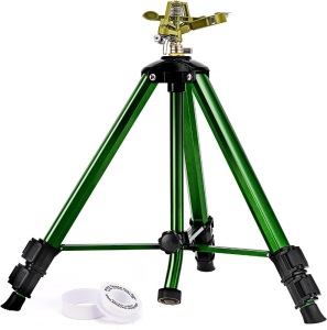  Keten Impact Sprinkler on Tripod Base, Tripod Sprinkler with 300 Degree Large Area Coverage, Extra Tall Heavy Duty Water Sprinkler for Lawn/Yard/Garden 3.94 x 3.94 x 37 inches