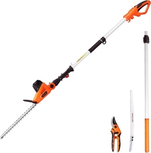 GARCARE Electric Hedge Trimmers, Corded 4.8A Pole Hedge Trimmer Set with 20 inch Laser Cut Blade 46.7 x 6.9 x 8.3 inches