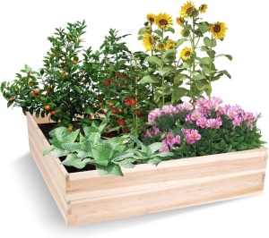 Wooden Raised Garden Bed,4×4×1ft Raised Flower Beds Outdoor,Raised Planter Box,Garden Boxes Outdoor Raised,Easy Assemble Thick Pine Boards,Planter Boxes Outdoor for Flower,Vegetables,Fruit