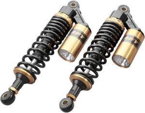 2pcs 12.5" 320mm Motorcycle Air Shock Absorbers Rear Nitrogen Suspension Universal Fit for UTV ATV Go Kart Quad Dirt Sport Bikes, Gold and Black