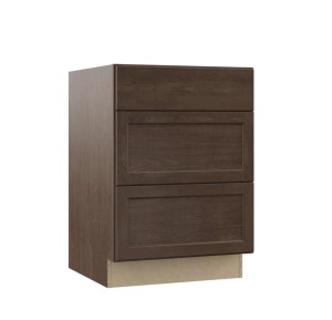 Hampton Bay Shaker 24 in. W x 24 in. D x 34.5 in. H Assembled Drawer Base Kitchen Cabinet in Brindle with Ball-Bearing Drawer Glides