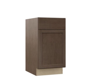 Hampton Bay Shaker 18 in. W x 24 in. D x 34.5 in. H Assembled Base Kitchen Cabinet in Brindle with Ball-Bearing Drawer Glides