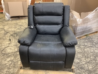 Black Deluxe Adjustable Power Lift Recliner Chair for Elderly, Faux Leather Electric Recliner, Split-Back Chair