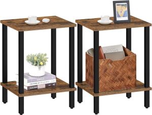 TUTOTAK 2-Tier End Table for Small Space, Set of 2 