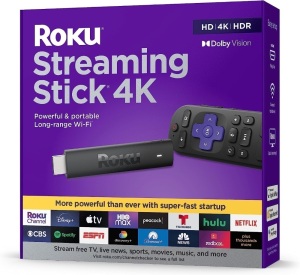 Roku Streaming Stick 4K | Portable Roku Streaming Device 4K/HDR/Dolby Vision, Roku Voice Remote, Free & Live TV