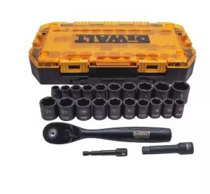 DEWALT 3/8 in. Drive Combination Deep Impact Socket Set with Ratchet, 23-Piece 