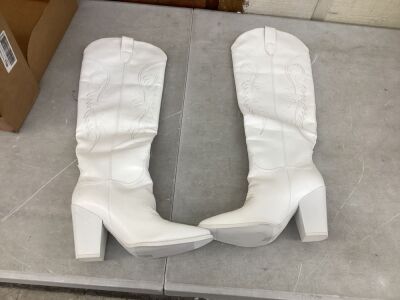 ISNOM Women's White Western Boots, Size 10