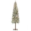 6' Pre-Lit Snow Flocked Alpine Slim Pencil Christmas Tree w/ LED Lights, Stand 