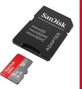 SanDisk 1TB Ultra microSDXC UHS-I Memory Card with Adapter - Up to 150MB/s, C10, U1, Full HD, A1, MicroSD Card - SDSQUAC-1T00-GN6MA