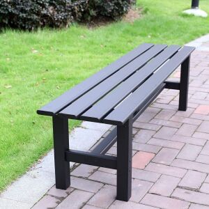 TECSPACE Aluminum Outdoor Patio Bench Black, 59.1 x 14.2X 15.7 inches