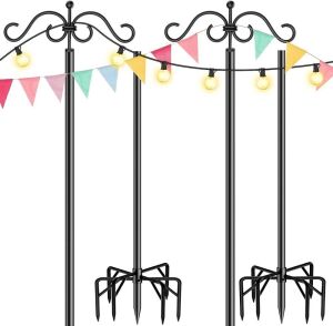 Karjoefar Outdoor String Light Poles, 2 Pack 