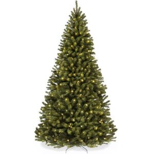 7.5' Pre-Lit Artificial Spruce Christmas Tree w/ Foldable Metal Base 