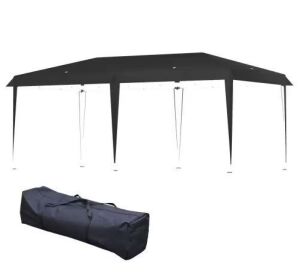 Outsunny 19 ft. x 10 ft. Heavy Duty Pop Up Black Canopy with Sturdy Frame, UV Fighting Roof, Carry Bag 