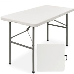 Portable Folding Plastic Dining Table w/ Handle, Lock - 4ft 