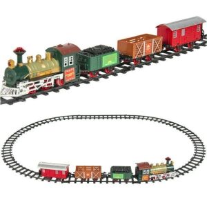 Kids Classic Electric Railway Train Car Track Play Set Toy w/ Music, Lights