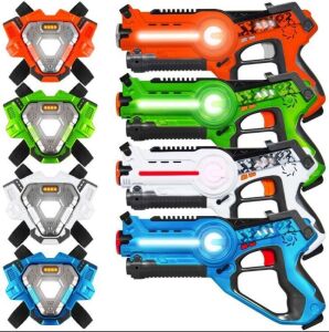 Set of 4 Infrared Laser Tag Guns & Vest Set for Kids & Adults