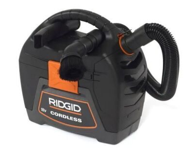 RIDGID 3 Gallon 18-Volt Cordless Handheld Wet/Dry Shop Vacuum (Tool Only) with Expandable Locking Hose and Accessories