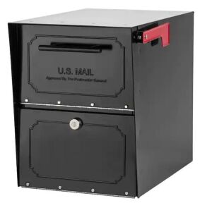 Oasis Classic Black, Extra Large, Steel, Locking, Post Mount Parcel Mailbox with High Security Reinforced Lock 