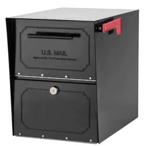 Oasis Classic Black, Extra Large, Steel, Locking, Post Mount Parcel Mailbox with High Security Reinforced Lock 