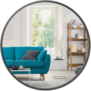 Framed Round Bathroom Vanity Wall Mirror w/ Anti-Blast Film - 36in 