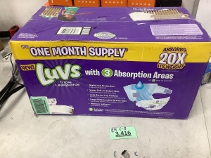 124 Luvs Diapers 1 Month Supply