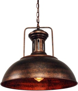 Lingkai Industrial Pendant Light, Farmhouse Vintage Hanging Light Fixture Barn Dome Lampshade Ceiling Mount Lamp for Kitchen Island Dining Room 